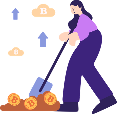 Woman doing mining rig  Illustration