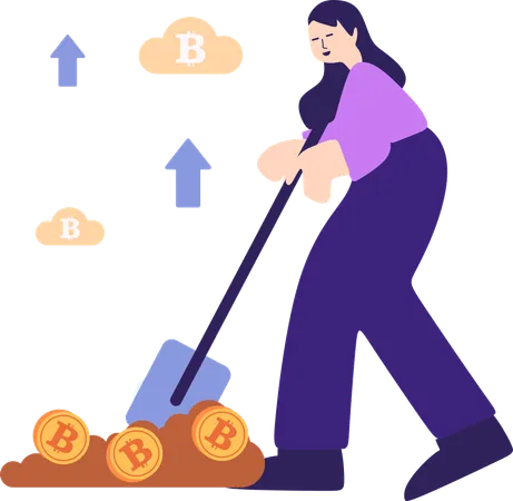 Woman doing mining rig  Illustration