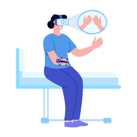 WoMan doing mirror therapy  Illustration