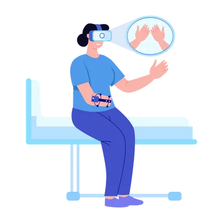 WoMan doing mirror therapy  Illustration