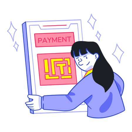 Woman doing mobile Automatic Payment  Illustration