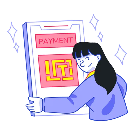 Woman doing mobile Automatic Payment  Illustration