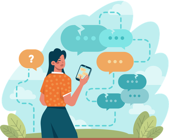 Woman doing mobile chat  Illustration