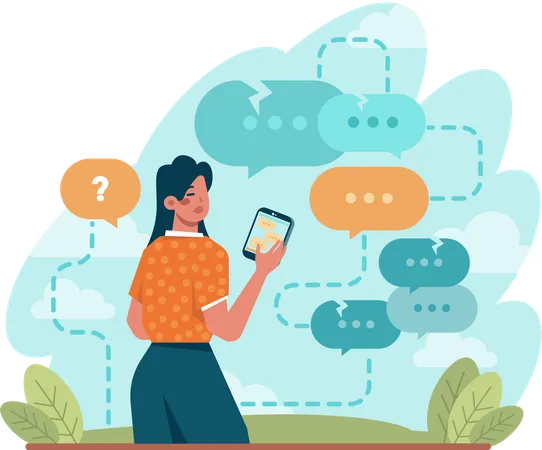 Woman doing mobile chat  Illustration