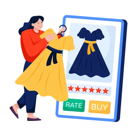 Woman doing Mobile cloth shopping  Illustration