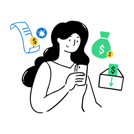 Woman doing mobile Money Transfer  Illustration