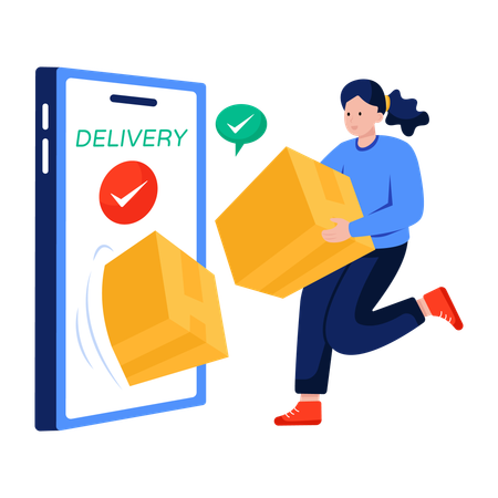 Woman doing Mobile parcel delivery  Illustration