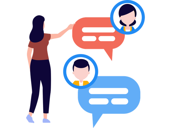 Woman doing mobile Phone chat  Illustration