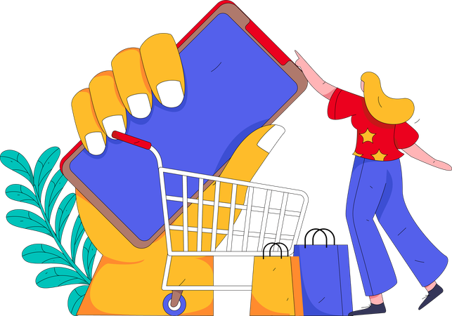 Woman doing mobile shopping  Illustration