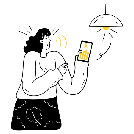 Woman doing Mobile Smart Control  Illustration