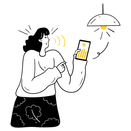 Woman doing Mobile Smart Control  Illustration
