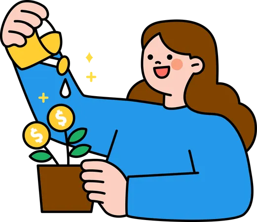 Woman doing money management  Illustration