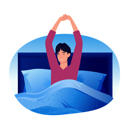 Woman doing morning stretch  Illustration