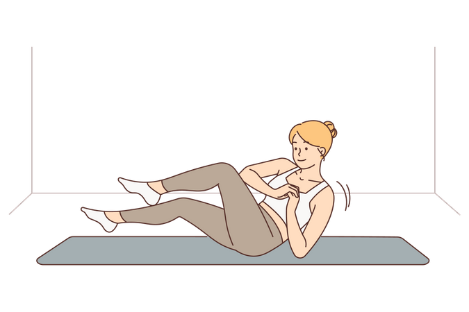 Woman doing morning workout at home  Illustration