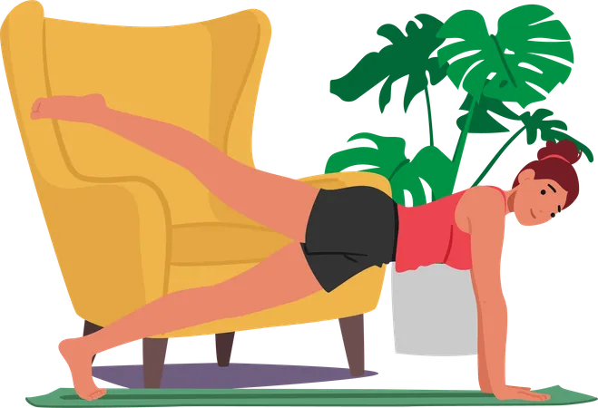Woman Character Morning Exercise Routine Includes Stretching Or Yoga Activities Boost Energy Enhance Flexibility And Promote Overall Well Being For The Day Ahead Cartoon People Vector Illustration Illustration