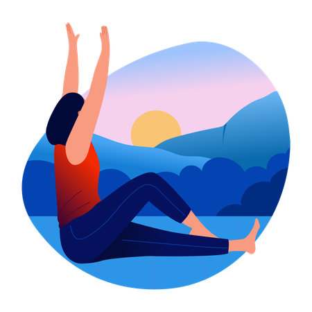 Woman doing morning yoga  Illustration