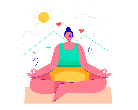 Woman Doing Morning Yoga  Illustration