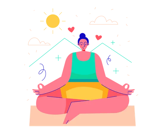 Woman Doing Morning Yoga  Illustration