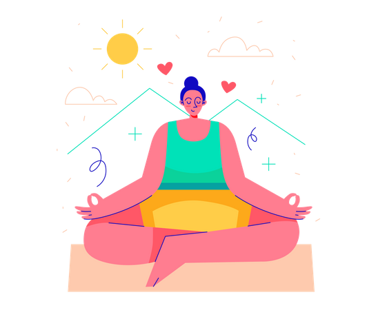Woman Doing Morning Yoga  일러스트레이션
