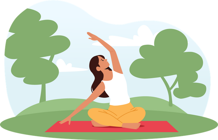 Woman doing morning yoga practice Illustration