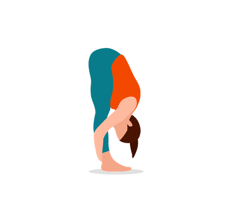 Woman Doing Mountain Bend Forward Pose  Illustration