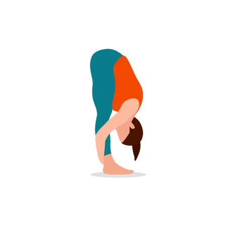 Woman Doing Mountain Bend Forward Pose  Illustration