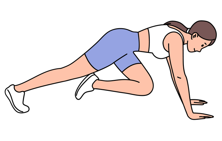 Woman doing Mountain Climbers exercise  Illustration
