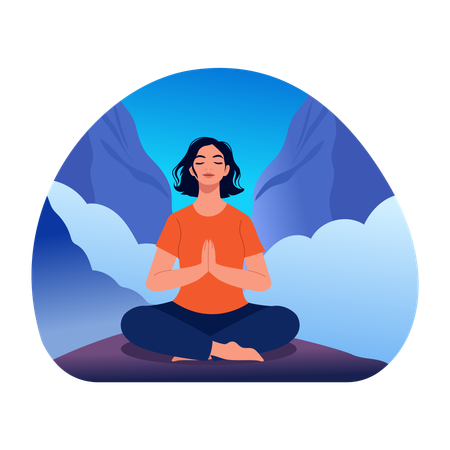 Woman doing mountain meditation  Illustration