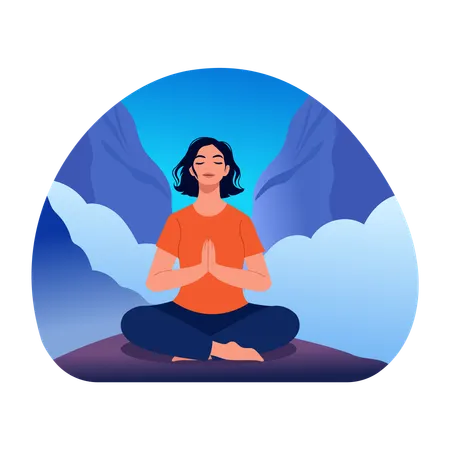 Woman doing mountain meditation  Illustration