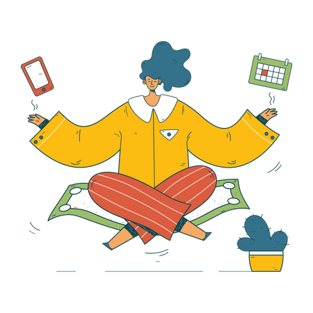 Woman doing multitasking  Illustration