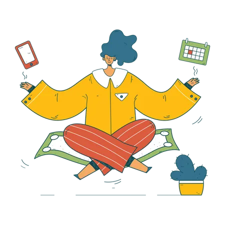 Woman doing multitasking  Illustration