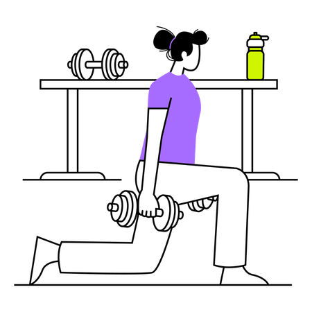 Woman doing muscle training at home  Illustration