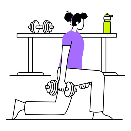 Woman doing muscle training at home  Illustration