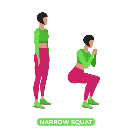 Woman Doing Narrow Squat  Illustration