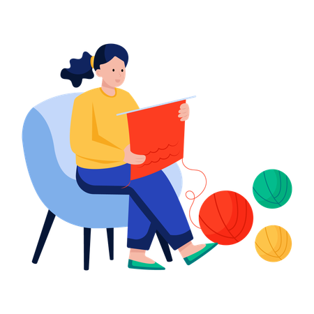 Woman doing Needlework  Illustration