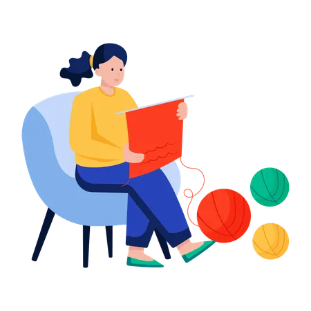 Woman doing Needlework  Illustration