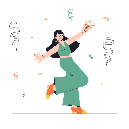 Woman doing New Year Party  Illustration