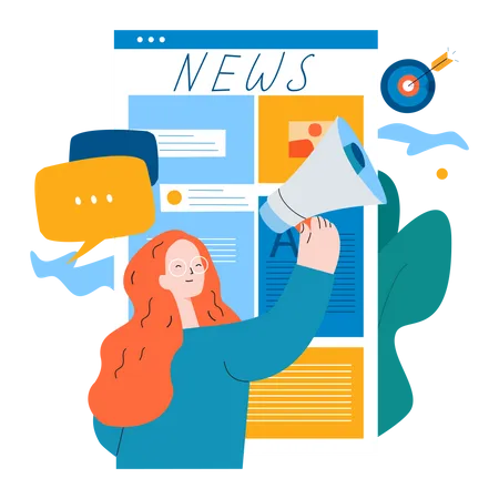 Woman doing newsletter marketing  Illustration