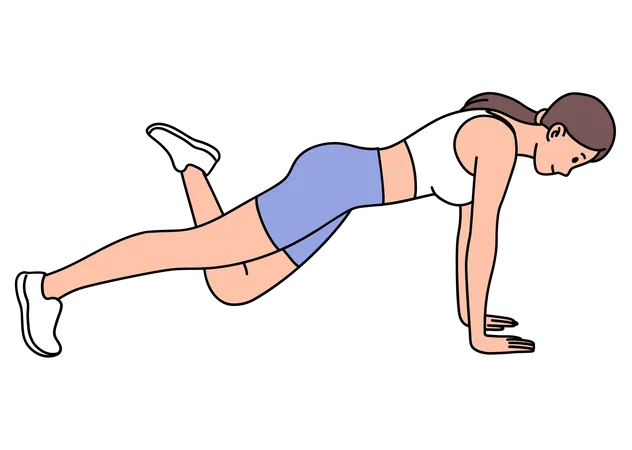 Woman doing One Knee Push ups exercise  Illustration