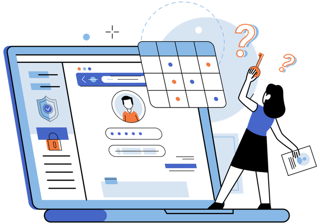 Woman doing online account login  Illustration
