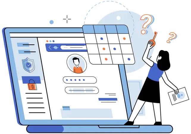 Woman doing online account login  Illustration