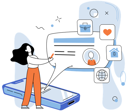 Woman doing online account login  Illustration