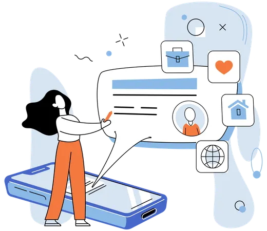 Woman doing online account login  Illustration