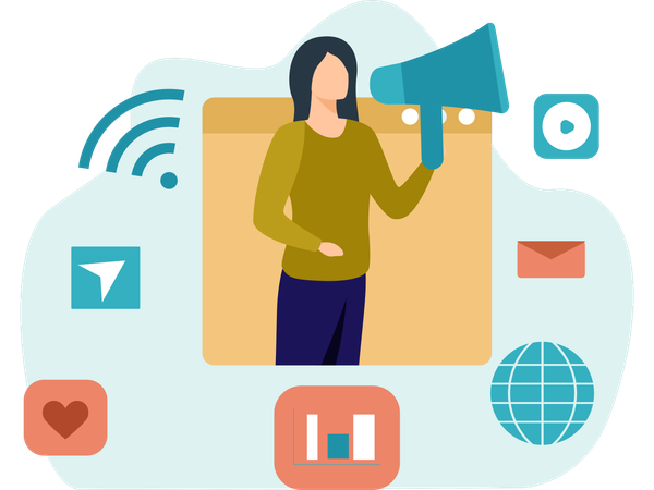 Woman Doing Online Advertisement  Illustration