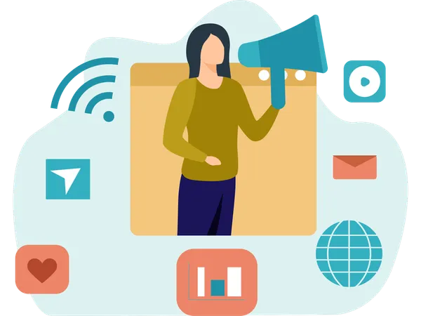 Woman Doing Online Advertisement  Illustration