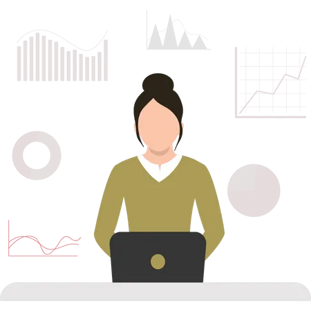 Woman doing online analysis  Illustration