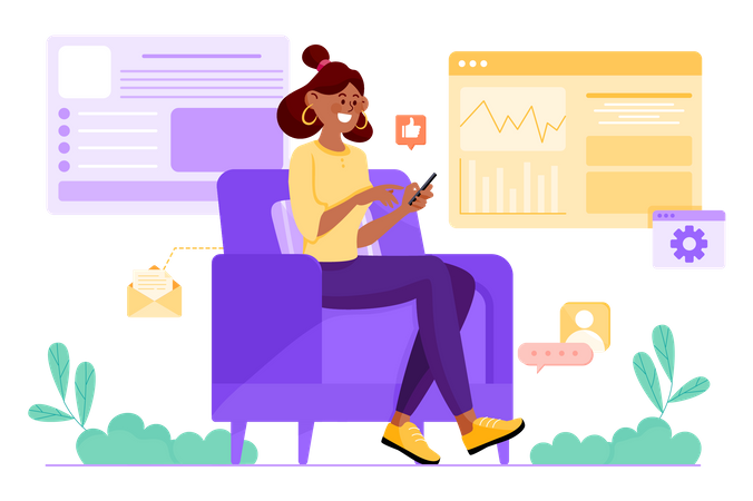 Woman doing Online analysis  Illustration