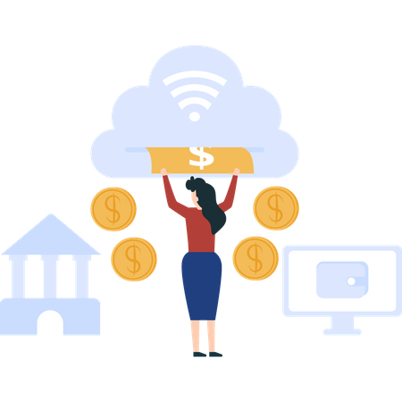 Woman doing online banking  Illustration
