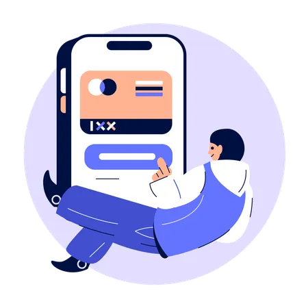 Woman doing online Card Activation  Illustration