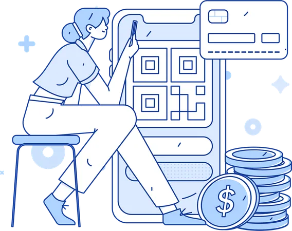 Woman doing online card payment  Illustration